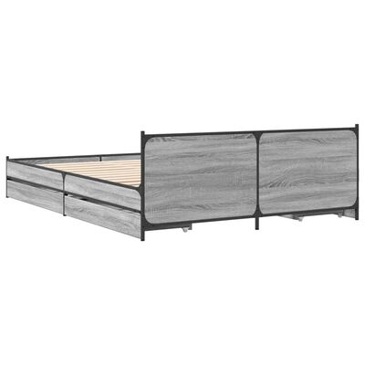 vidaXL Cadre de lit à tiroirs sonoma gris 160x200 cm bois d'ingénierie