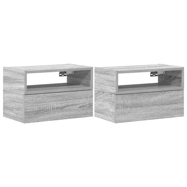 vidaXL Tables de chevet murales 2 pcs sonoma gris 45x26x28,5 cm
