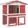 vidaXL Clapier d'ext&eacute;rieur 3 portes Rouge Bois