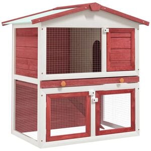 vidaXL Clapier d'ext&eacute;rieur 3 portes Rouge Bois