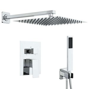 vidaXL Syst&egrave;me de douche dissimul&eacute; (carr&eacute;) Argent&eacute;