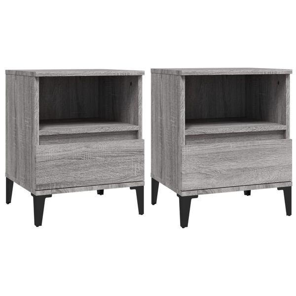 vidaXL Tables de chevet 2 pcs Sonoma gris 40x35x50 cm