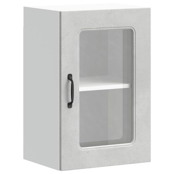 vidaXL Armoire murale de cuisine avec porte en verre Kalmar gris b&eacute;ton