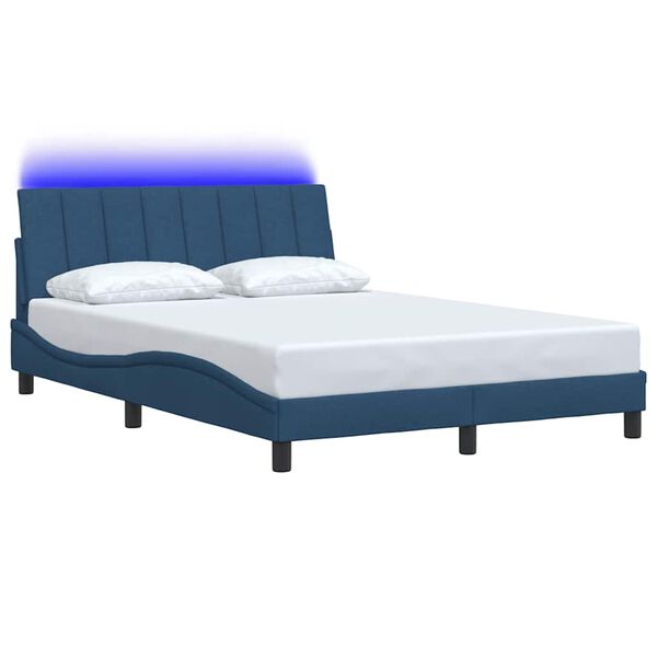 vidaXL Cadre de lit sans matelas Hanko bleu 120x200 cm tissu