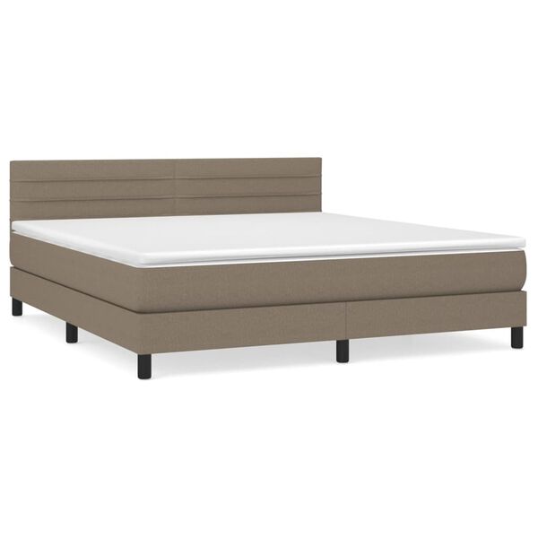 vidaXL Sommier &agrave; lattes de lit avec matelas Taupe 160x200 cm Tissu