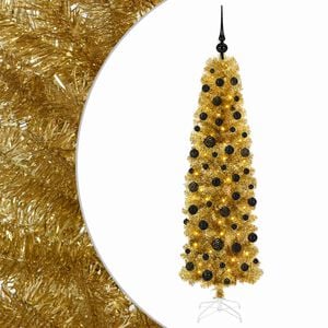 vidaXL Arbre de No&euml;l slim artificiel avec boules 180 cm 300 LED