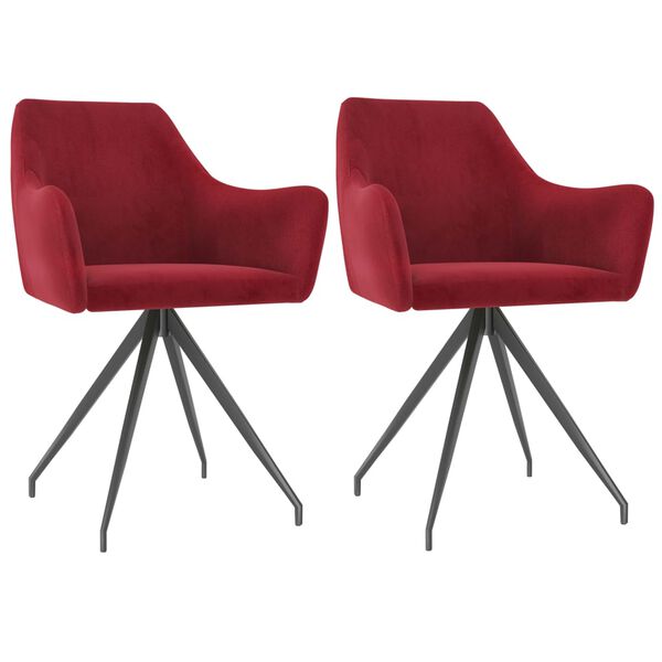 vidaXL Chaises &agrave; manger lot de 2 Rouge bordeaux Velours