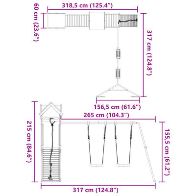vidaXL Aire de jeux d'extérieur bois de pin imprégné