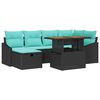 vidaXL Ensemble de canap&eacute; de jardin 7 pc Noir polyrotin