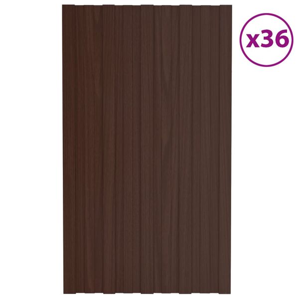 vidaXL Panneaux de toiture 36 pcs Acier galvanis&eacute; Marron 80x45 cm