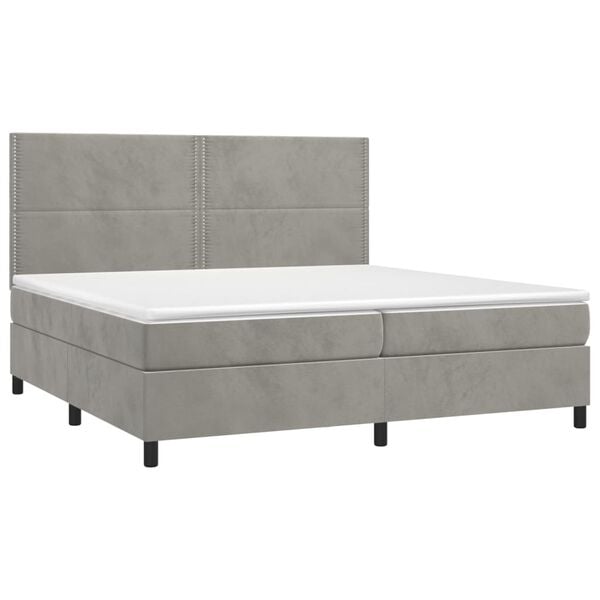 vidaXL Sommier &agrave; lattes de lit et matelas Gris clair 200x200cm Velours
