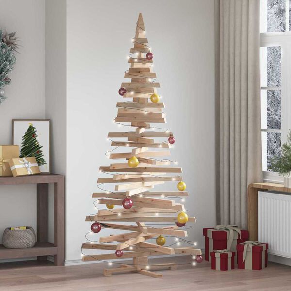 vidaXL Arbres de Noël avec support Naturel 210 cm Bois massif en pin