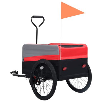 vidaXL Remorque de vélo pour chiens XXL 2 en 1 chariot rouge gris noir