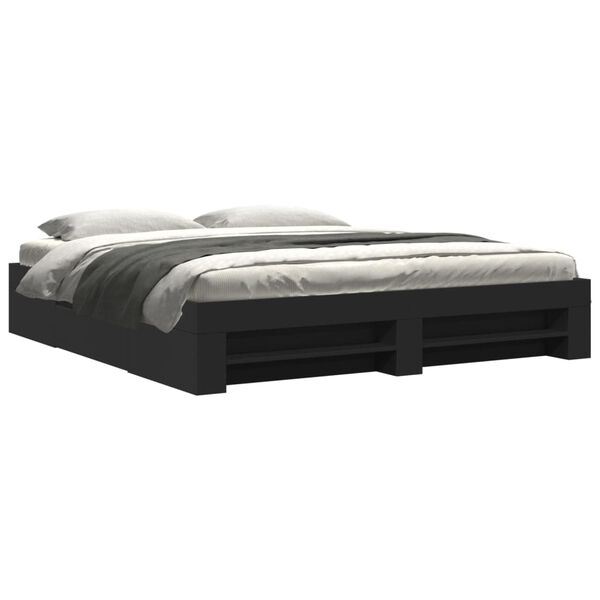 vidaXL Cadre de lit sans matelas noir 200x200 cm bois d'ing&eacute;nierie