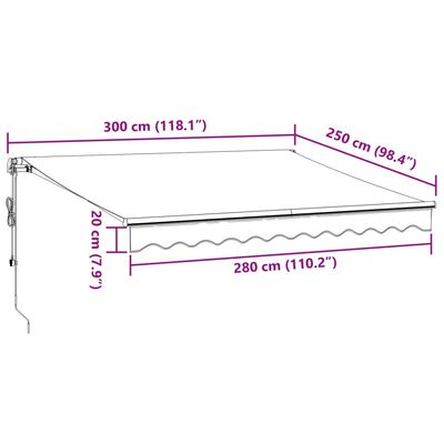 vidaXL Auvent rétractable automatique anthracite et blanc 300x250 cm