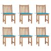 vidaXL Chaises de jardin lot de 6 avec coussins Bois de teck massif