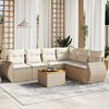 vidaXL Salon de jardin avec coussins 7 pcs beige r&eacute;sine tress&eacute;e