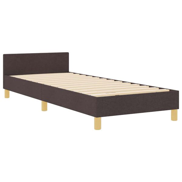 vidaXL Cadre de lit avec t&ecirc;te de lit Marron fonc&eacute; 90 x 200 cm tissu
