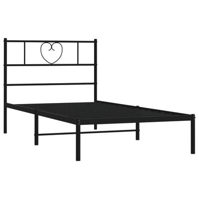 vidaXL Cadre de lit métal sans matelas avec tête de lit noir 90x190 cm