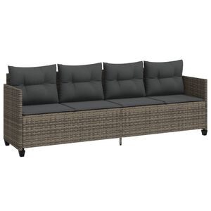 vidaXL Chaise longue avec coussins gris r&eacute;sine tress&eacute;e
