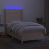 vidaXL Sommier &agrave; lattes de lit matelas et LED Cr&egrave;me 90x200 cm Tissu