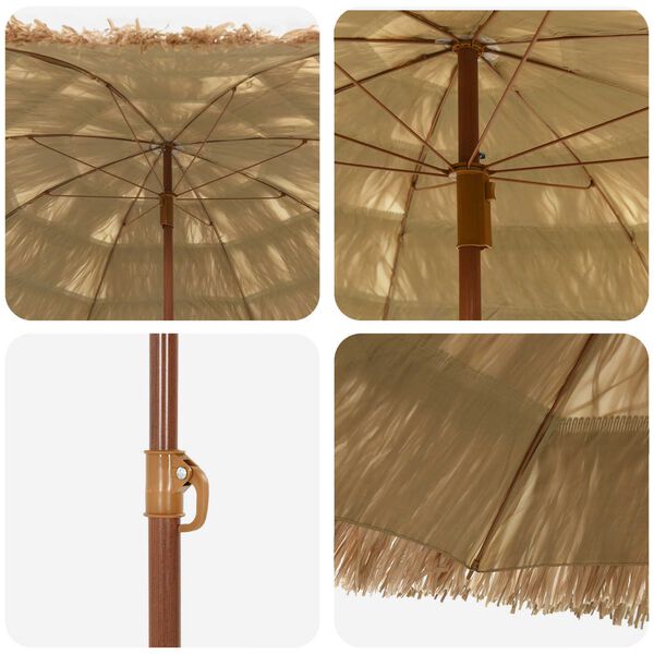 vidaXL Parasol de plage Naturel 255 x 255 x 255 cm Polyester et Acier