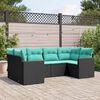 vidaXL Salon de jardin 6 pcs avec coussins noir r&eacute;sine tress&eacute;e