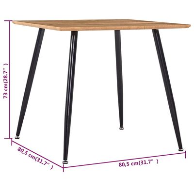vidaXL Table de salle à manger Chêne et noir 80,5x80,5x73 cm MDF