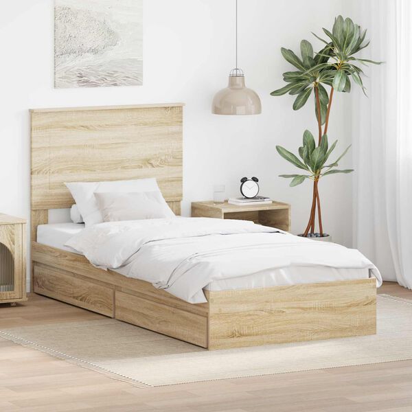 vidaXL Lit de Rangement Ch&ecirc;ne Sonoma 75 x 190 cm Bois d'ing&eacute;nierie