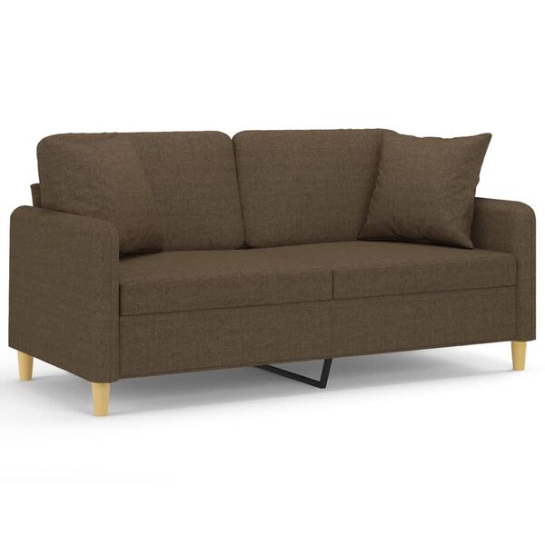 vidaXL Canap&eacute; 2 places et oreillers et coussins Marron 140 cm Tissu