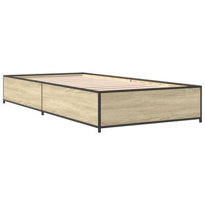 vidaXL Cadre de lit chêne sonoma 75x190 cm bois d'ingénierie et métal