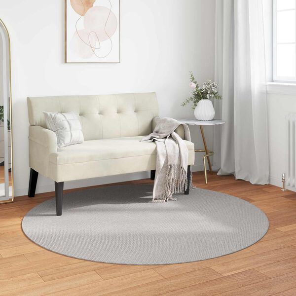 vidaXL Tapis de surface Rond LUGO Cr&egrave;me et gris &Oslash; 160 CM Polyester