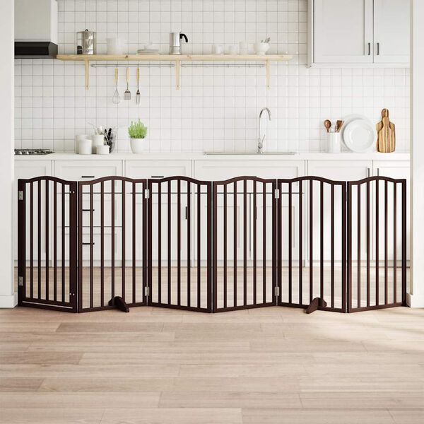 vidaXL Barrière pour chiens avec porte 6 panneaux bois de peuplier