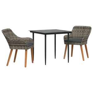 vidaXL Ensemble de salle &agrave; manger pour jardin 3 pcs Gris polyrotin
