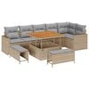 vidaXL Ensemble de canap&eacute; de jardin 9 pcs Beige polyrotin