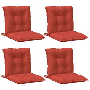 vidaXL Coussins de chaise &agrave; dossier bas lot de 4 rouge m&eacute;lang&eacute; tissu