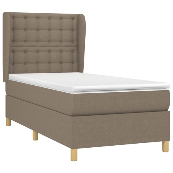 vidaXL Sommier &agrave; lattes de lit avec matelas Taupe 100x200 cm Tissu