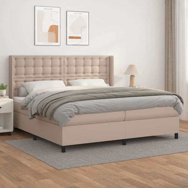 vidaXL Sommier &agrave; lattes de lit avec matelas Cappuccino 200x200 cm