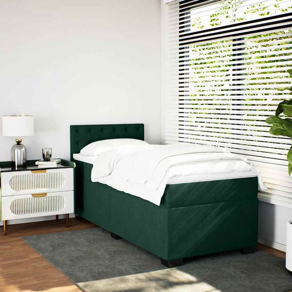 vidaXL Sommier &agrave; lattes de lit avec matelas Vert fonc&eacute; 90x200 cm