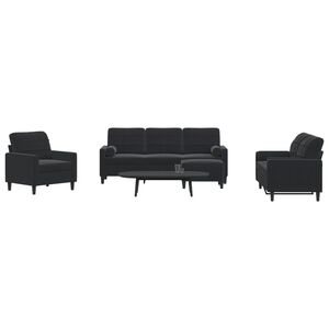 vidaXL Ensemble de canap&eacute;s 4pcs et coussins et traversins noir velours