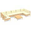 vidaXL Salon de jardin 8 pcs avec coussins cr&egrave;me Bois de pin massif