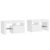 vidaXL Tables de chevet 2 pcs lumi&egrave;res LED Blanc brillant 70x36,5x40cm
