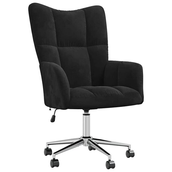 vidaXL Fauteuil relaxant avec roue Noir 62 x 68,5 x 105 cm Velours