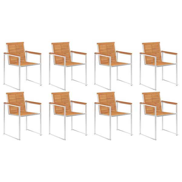 vidaXL Chaises de jardin lot de 8 avec coussins Bois d'acacia solide