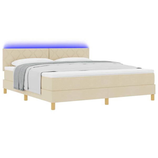 vidaXL Lit &agrave; ressorts avec matelas Cr&egrave;me 180 x 200 cm tissu