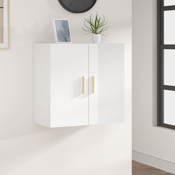 vidaXL Armoire murale Blanc brillant 60x30x60 cm Bois d'ing&eacute;nierie