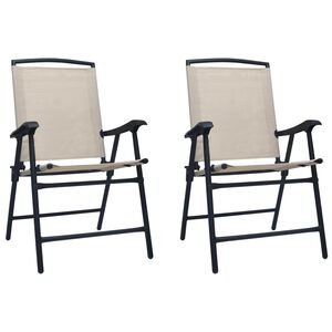 vidaXL Chaises de jardin pliables lot de 2 Textil&egrave;ne Cr&egrave;me