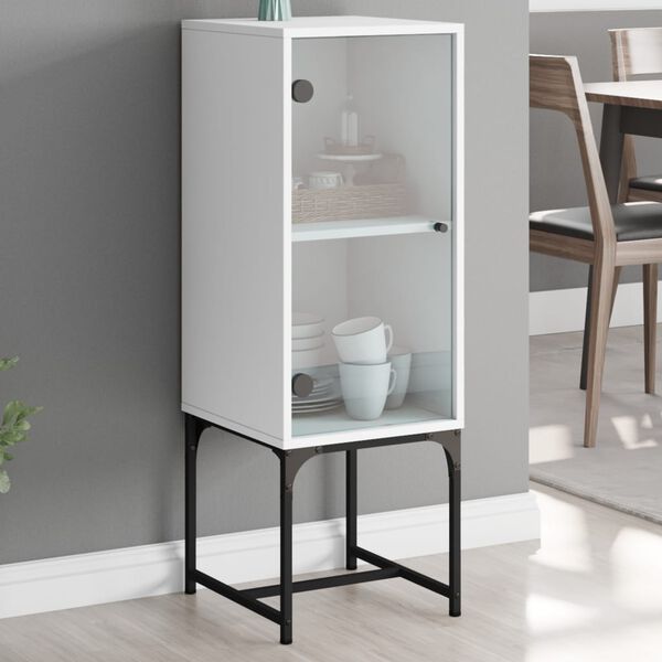 vidaXL Armoire latérale avec porte en verre blanc 35x37x100 cm