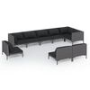 vidaXL Salon de jardin 9 pcs avec coussins R&eacute;sine tress&eacute;e Gris fonc&eacute;