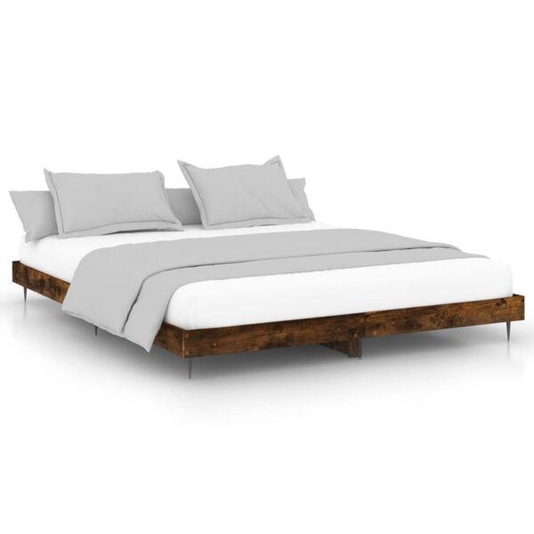 vidaXL Cadre de lit sans matelas ch&ecirc;ne fum&eacute; 120x200 cm bois ing&eacute;nierie